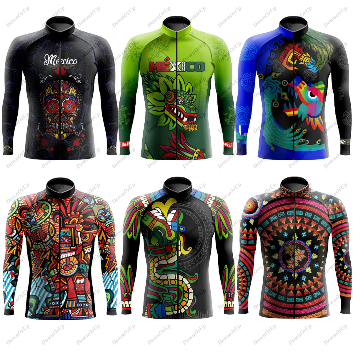Mountain Biking New Mexico - Mexiko Aztec Herren Langarm-Radtrikot Maillot Ciclismo