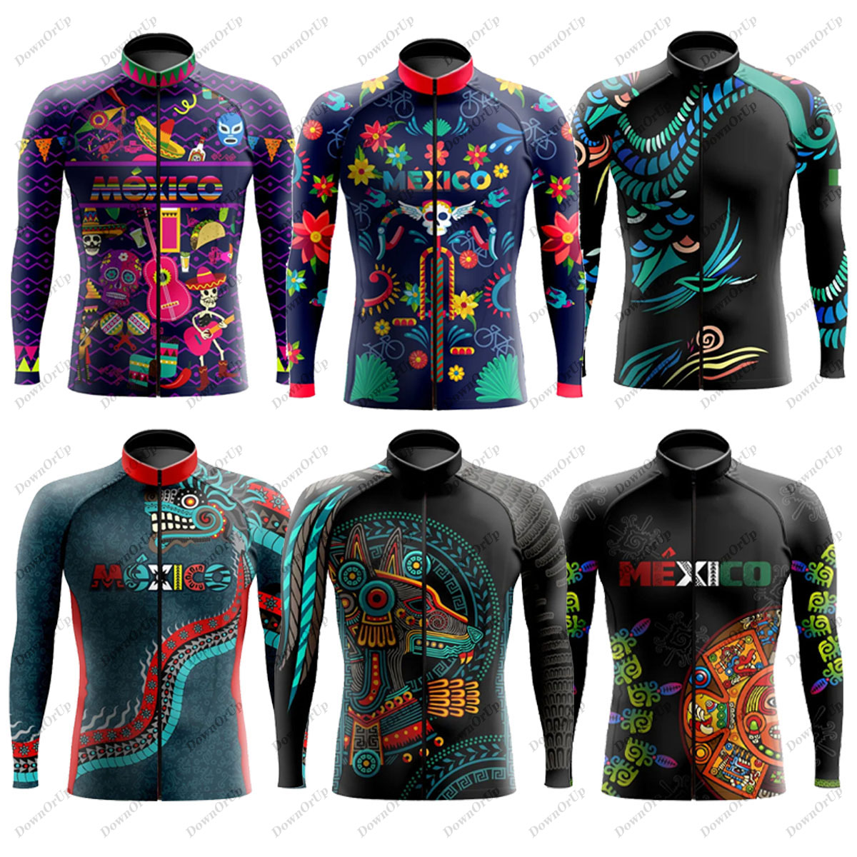 Mountain Biking New Mexico - Mexiko Aztec Herren Langarm Radtrikot Maillot